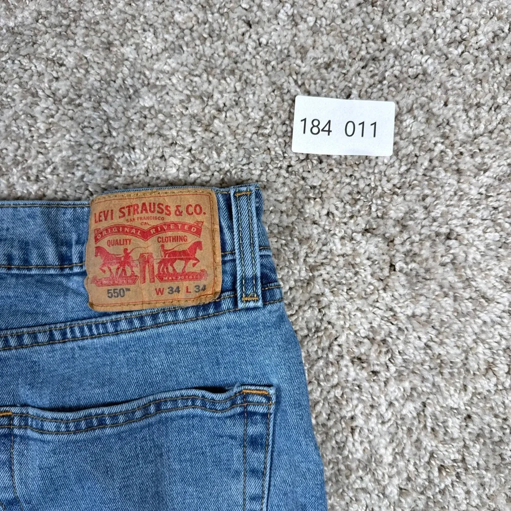 Levis 550 Jeans Mens 34x34 Blue Relaxed Fit Cotton Stretch Classic Dad Aesthetic